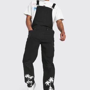 RELAXED FIT PALM PRINT OVERALLS